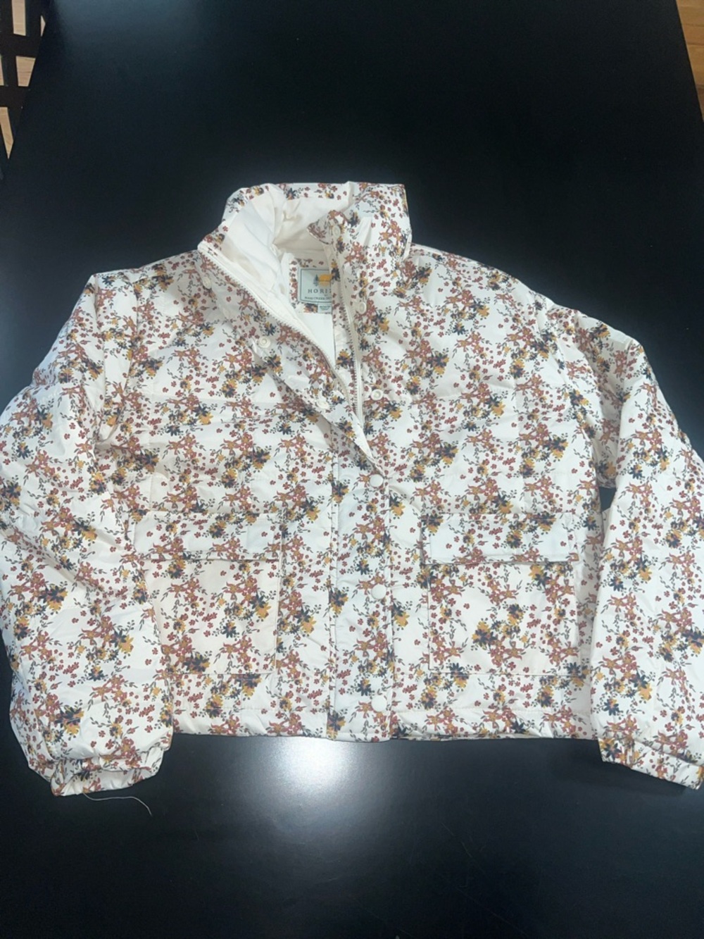 Women’s Floral Puff Jacket - White Multicolor